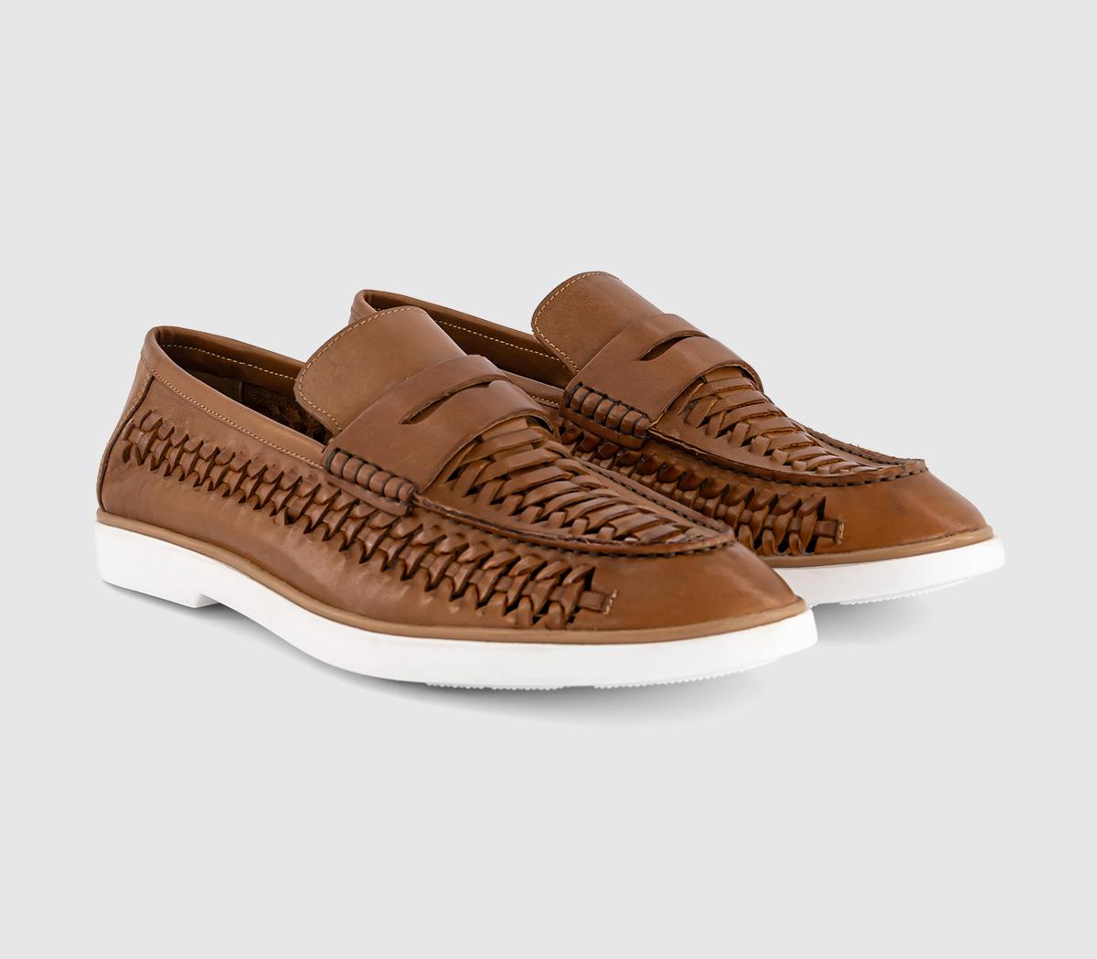 OFFICECambridge Woven Penny Loafers OFFICECambridge Woven Penny LoafersTan Leather