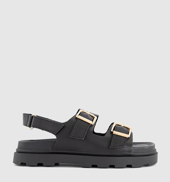 EARTHADDICT Dandelion Slingback Footbed Sandals Black Leather