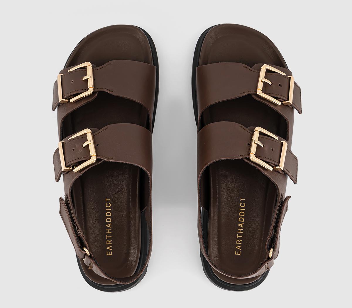 EARTHADDICTDandelion Slingback Footbed SandalsBrown Leather