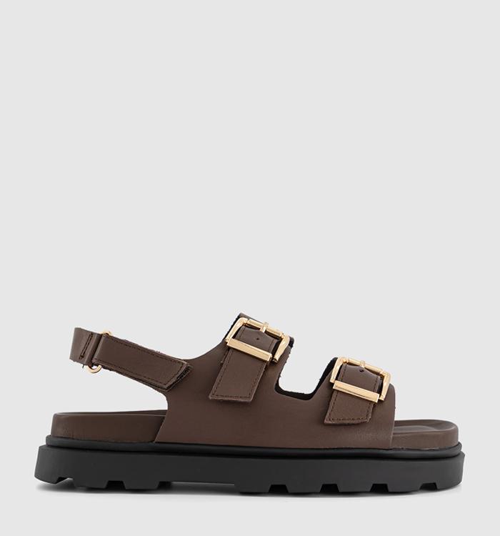 EARTHADDICT Dandelion Slingback Footbed Sandals Brown Leather