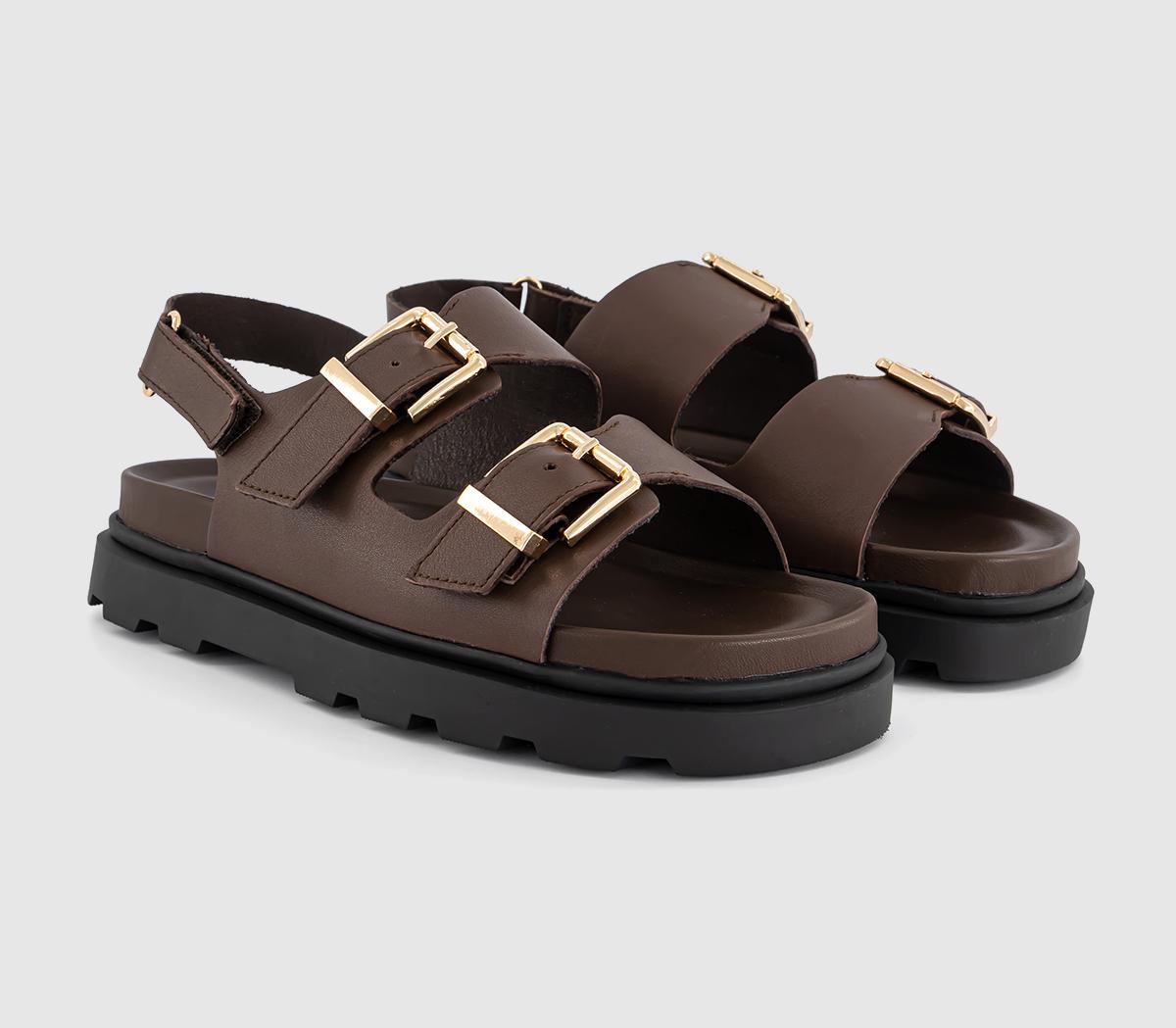 EARTHADDICTDandelion Slingback Footbed SandalsBrown Leather