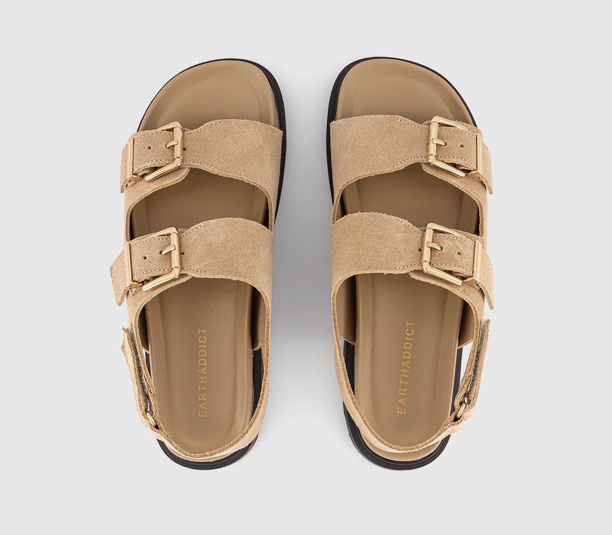 EARTHADDICTDandelion Slingback Footbed SandalsBeige Suede