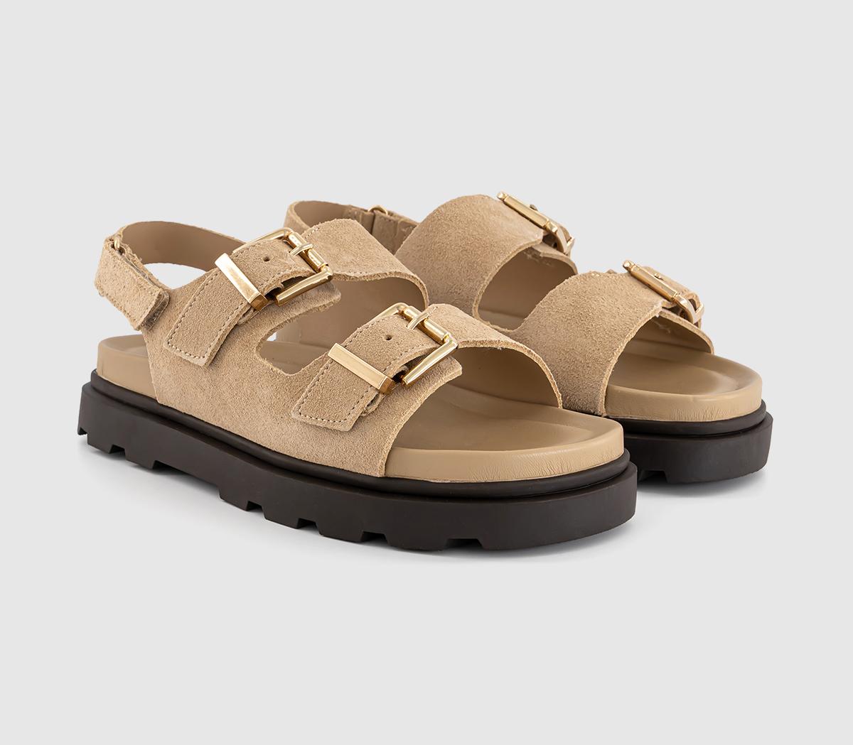 EARTHADDICTDandelion Slingback Footbed SandalsBeige Suede