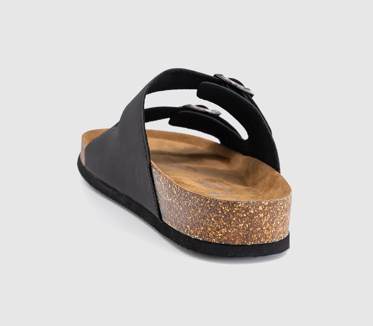 OFFICESidney Double Buckle Footbed SandalsBlack