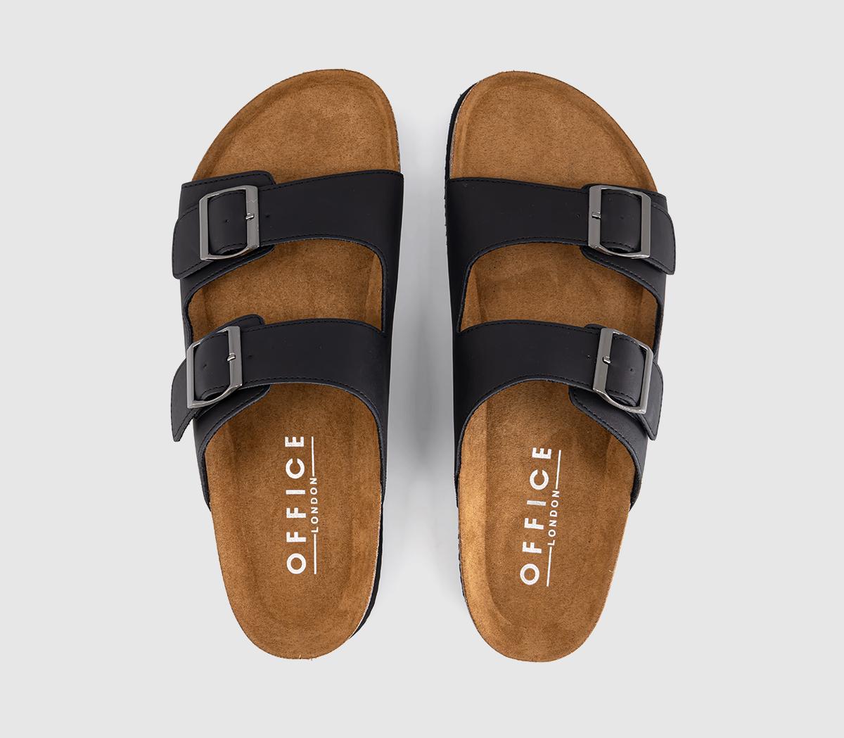 OFFICESidney Double Buckle Footbed SandalsBlack