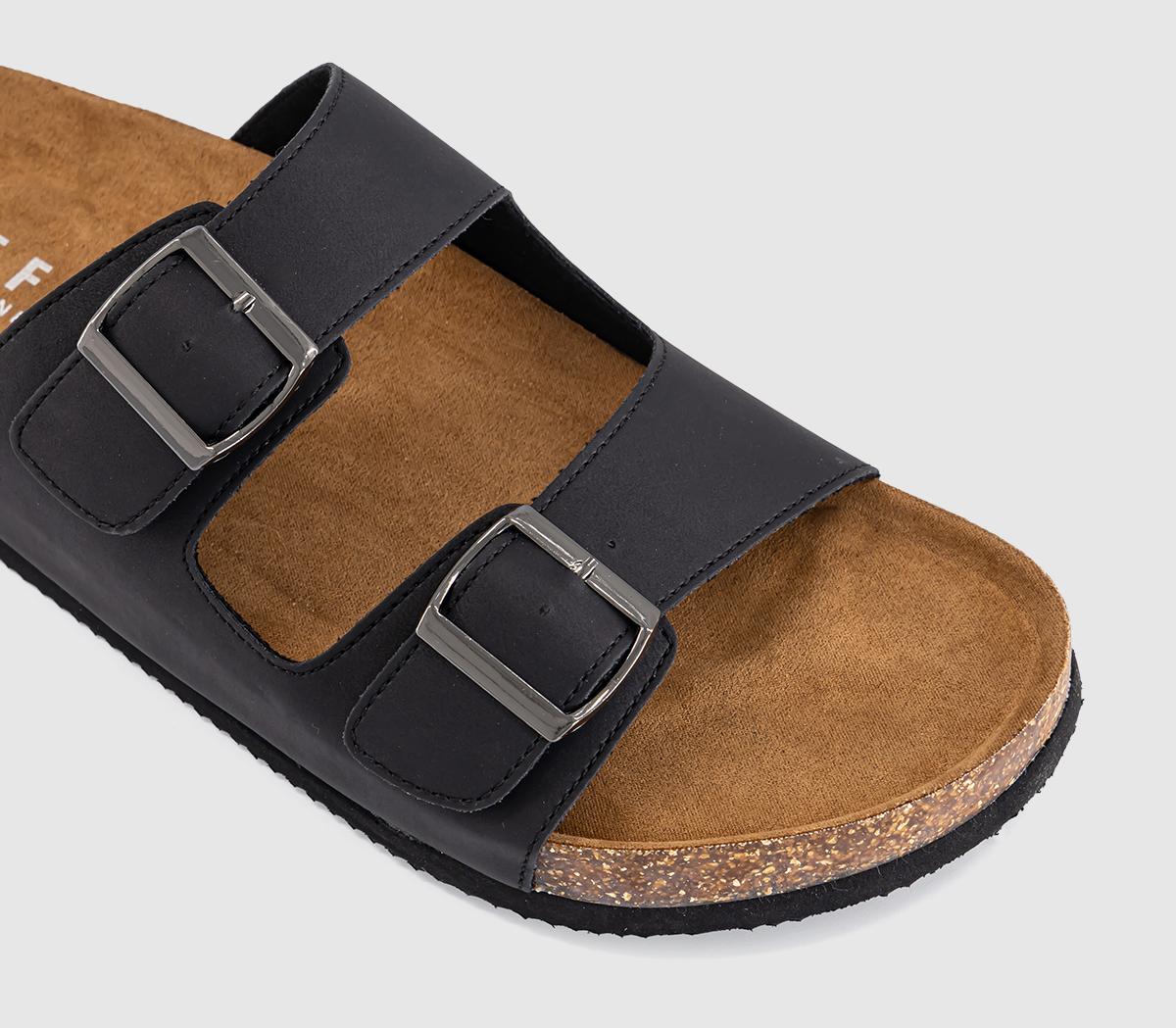 OFFICESidney Double Buckle Footbed SandalsBlack