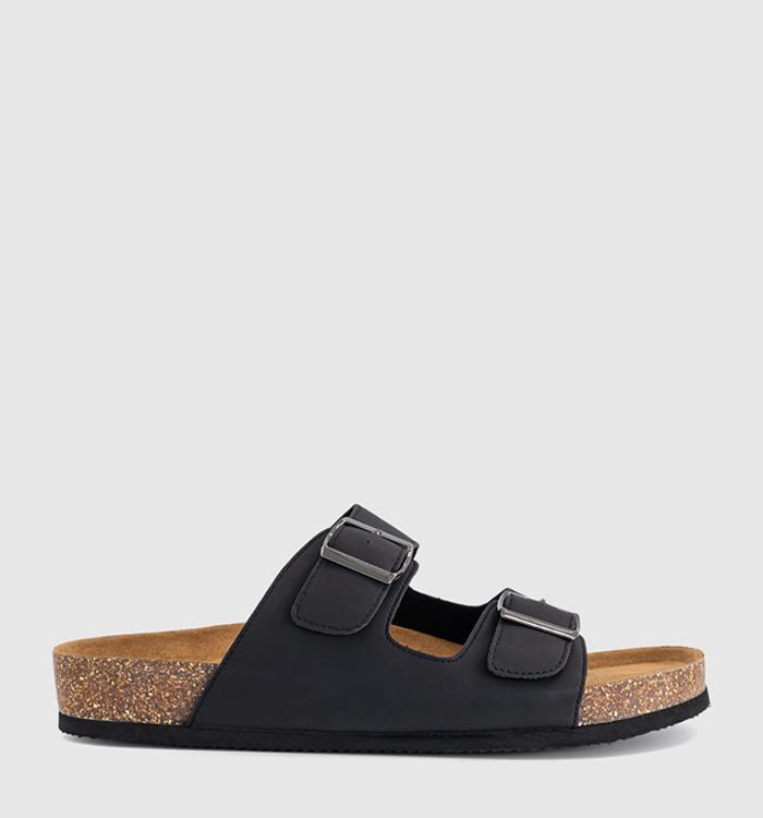 OFFICE Sidney Double Buckle Footbed Sandals Black
