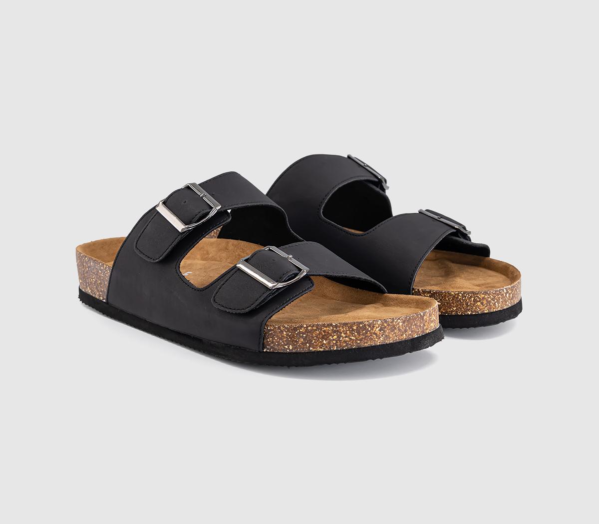 OFFICESidney Double Buckle Footbed SandalsBlack
