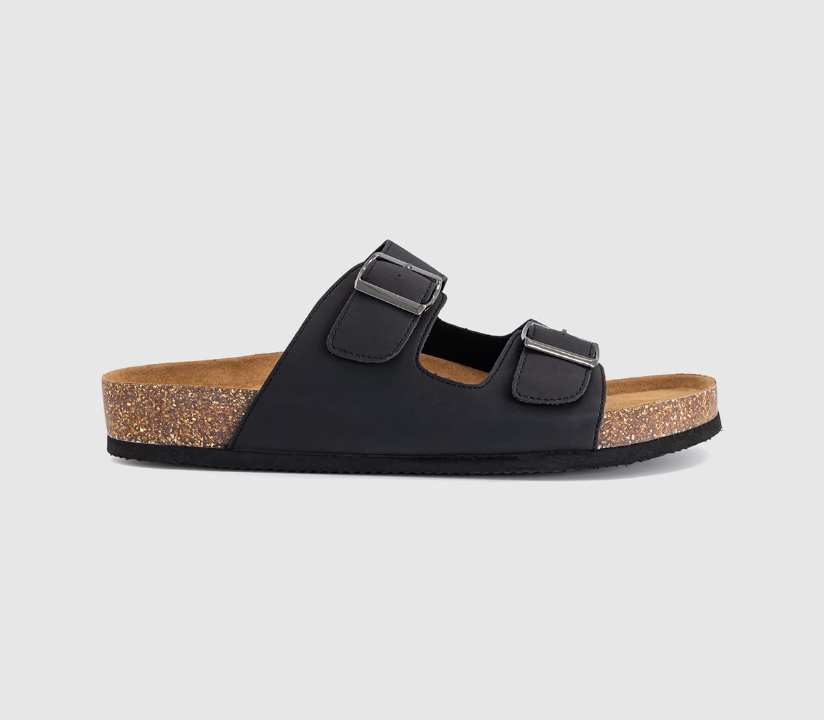 OFFICESidney Double Buckle Footbed SandalsBlack