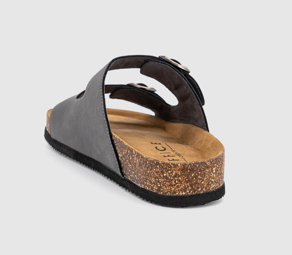 OFFICESidney Double Buckle Footbed Sandals OFFICESidney Double Buckle Footbed SandalsGrey
