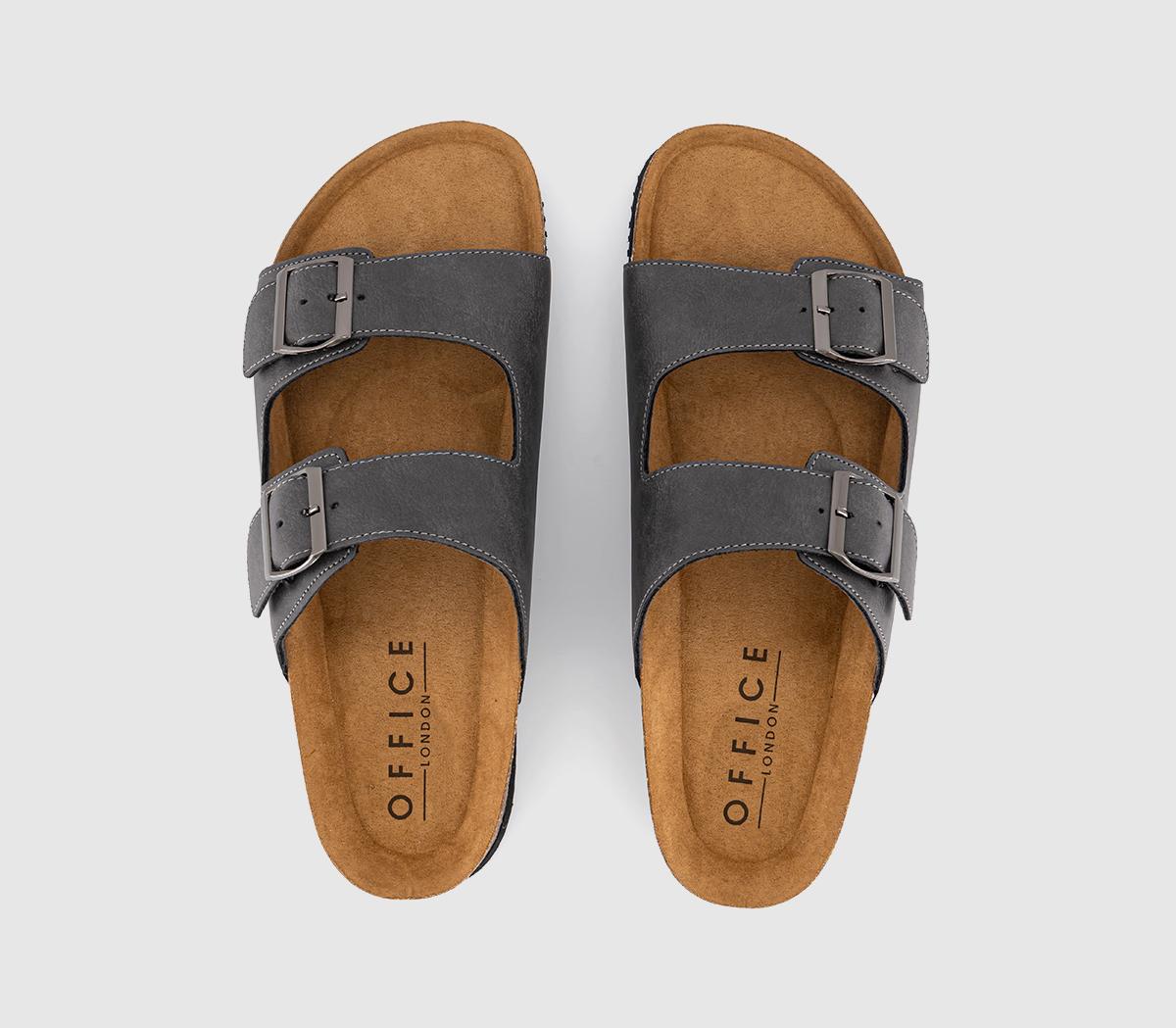 OFFICESidney Double Buckle Footbed Sandals OFFICESidney Double Buckle Footbed SandalsGrey