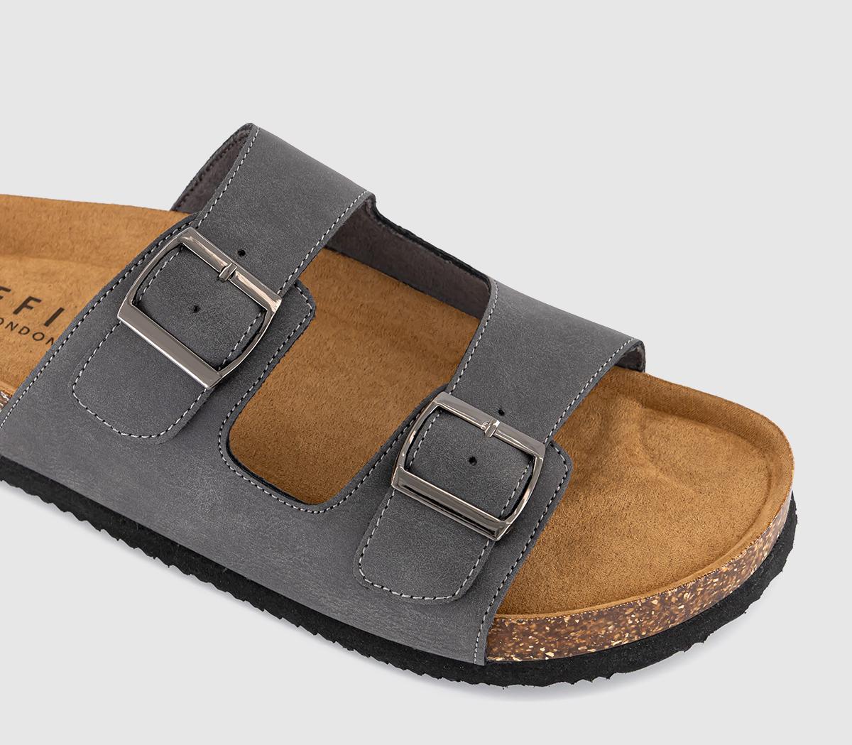 OFFICESidney Double Buckle Footbed Sandals OFFICESidney Double Buckle Footbed SandalsGrey