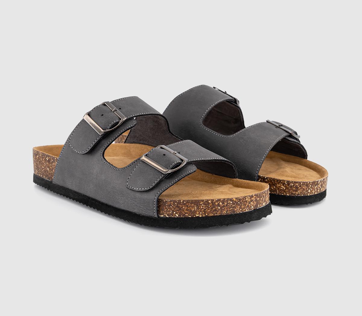OFFICESidney Double Buckle Footbed Sandals OFFICESidney Double Buckle Footbed SandalsGrey