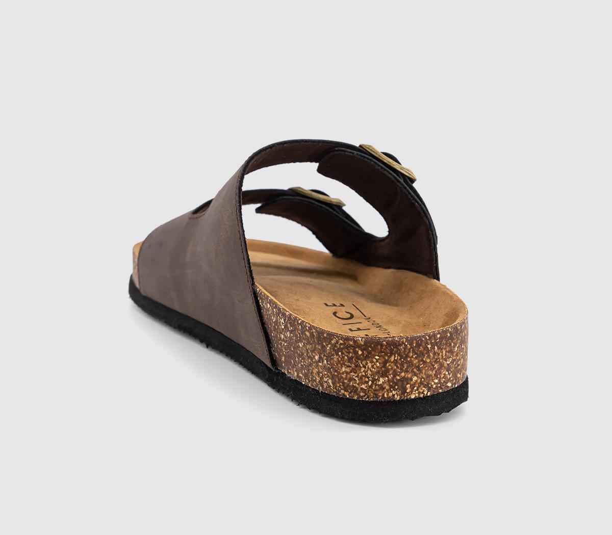 OFFICESidney Double Buckle Footbed SandalsBrown