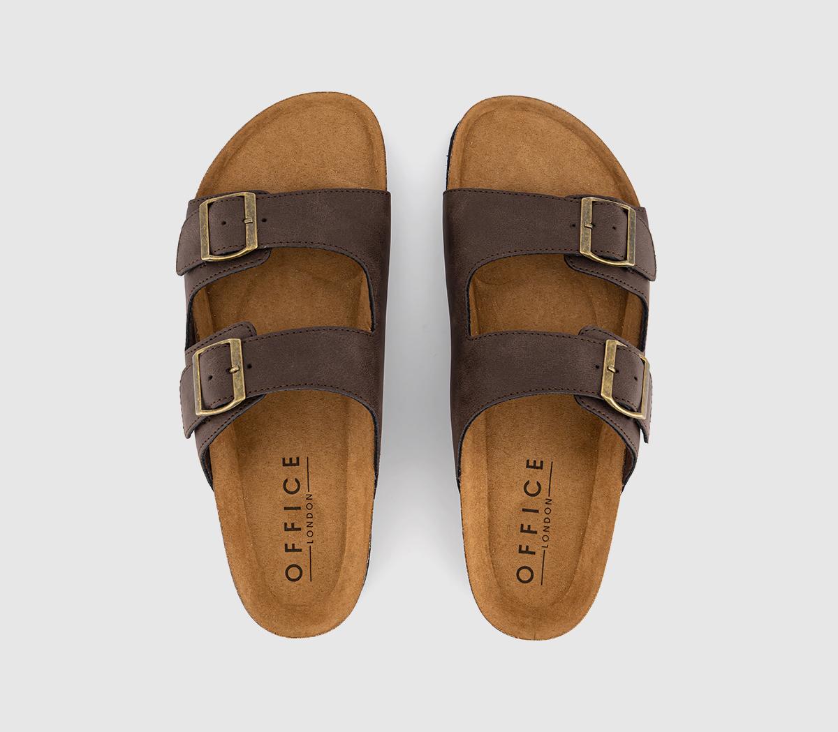 OFFICESidney Double Buckle Footbed Sandals OFFICESidney Double Buckle Footbed SandalsBrown