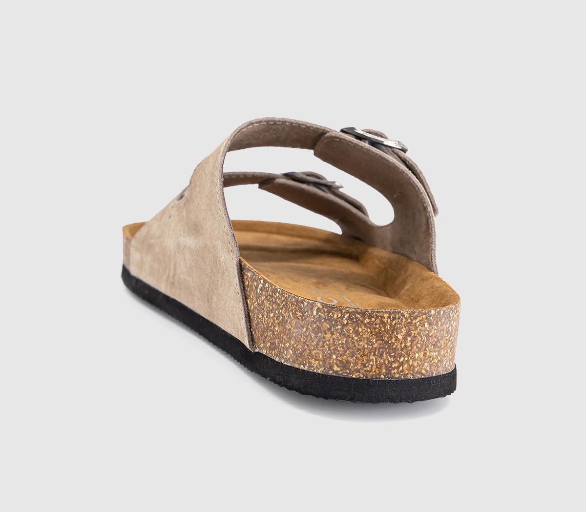 OFFICESidney Double Buckle Footbed SandalsTaupe Suede
