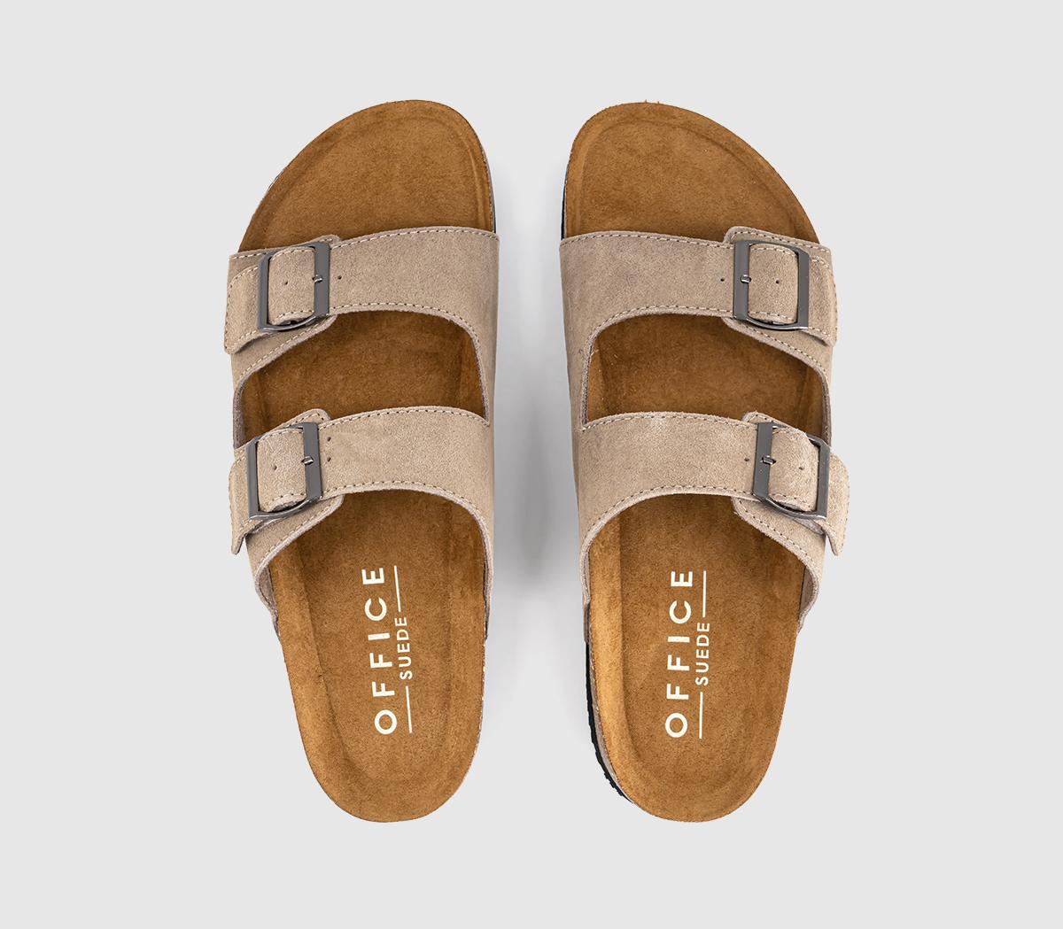 OFFICESidney Double Buckle Footbed SandalsTaupe Suede