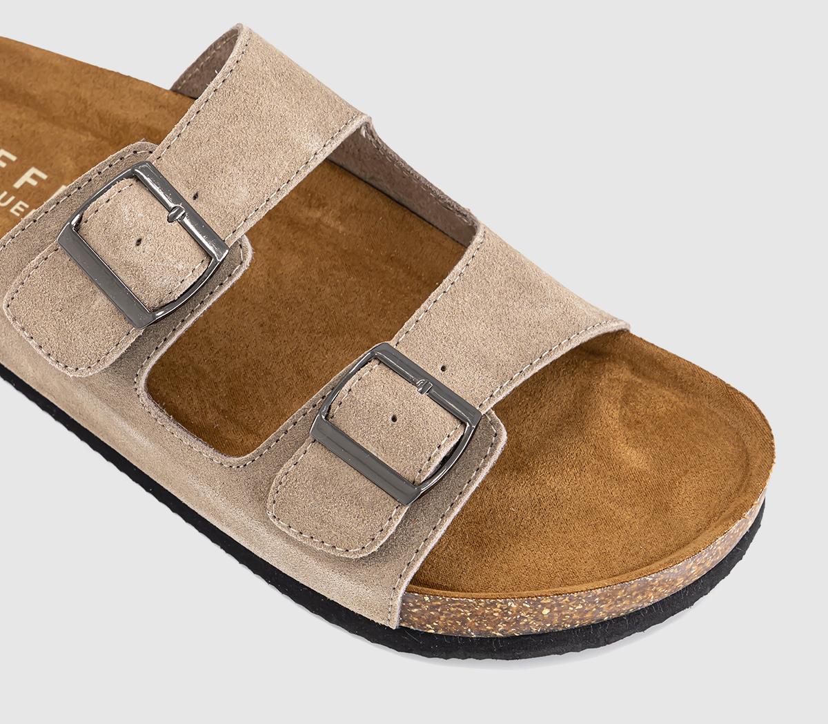 OFFICESidney Double Buckle Footbed SandalsTaupe Suede