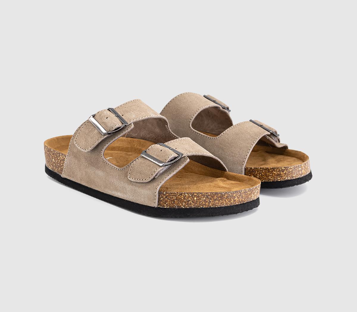 OFFICESidney Double Buckle Footbed SandalsTaupe Suede