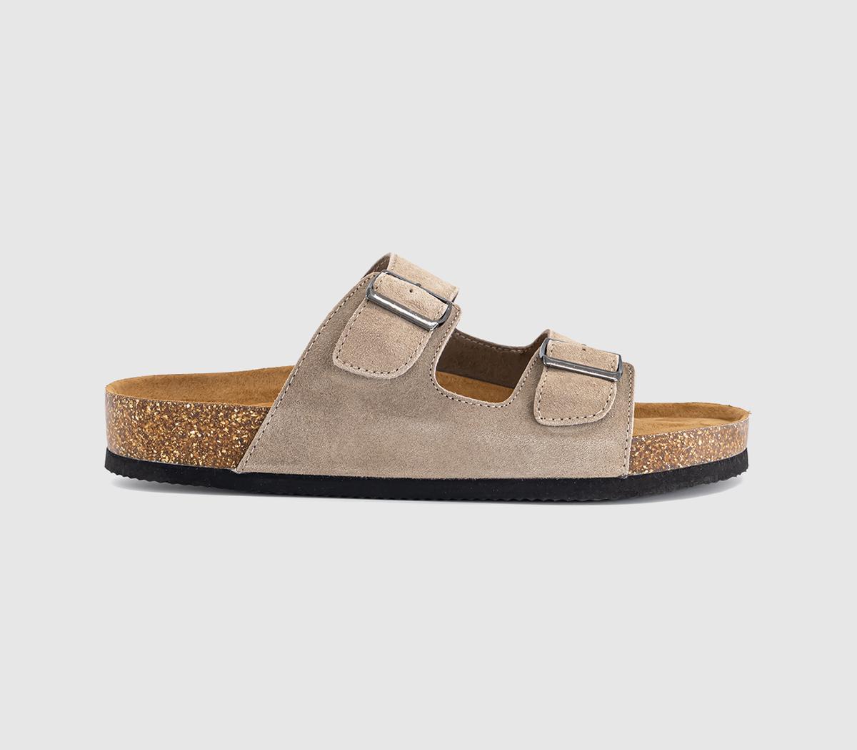 OFFICESidney Double Buckle Footbed SandalsTaupe Suede