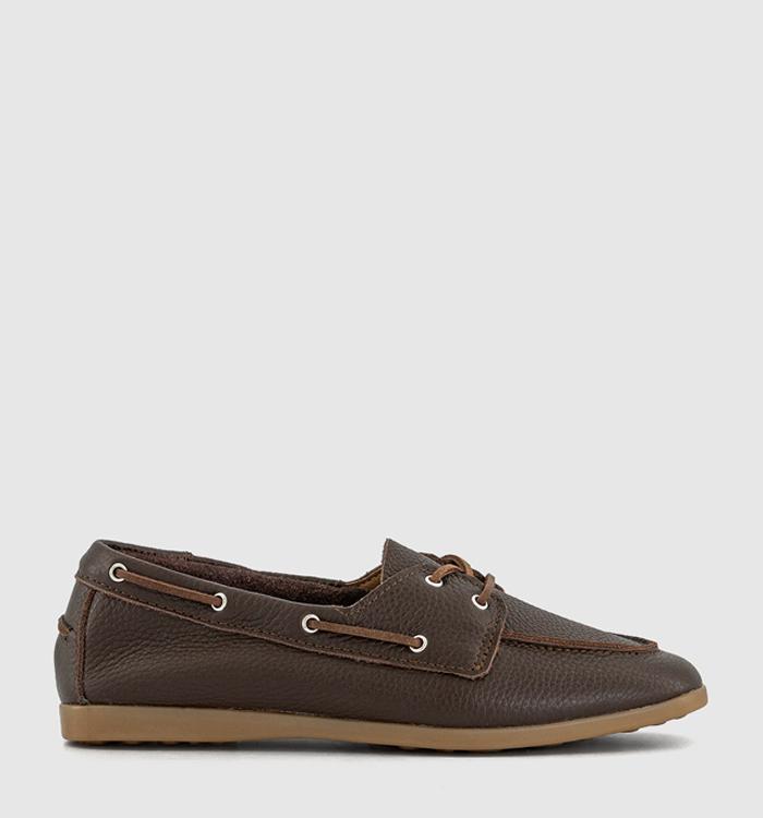 OFFICE Fender Lace Up Boat Shoes Brown Leather