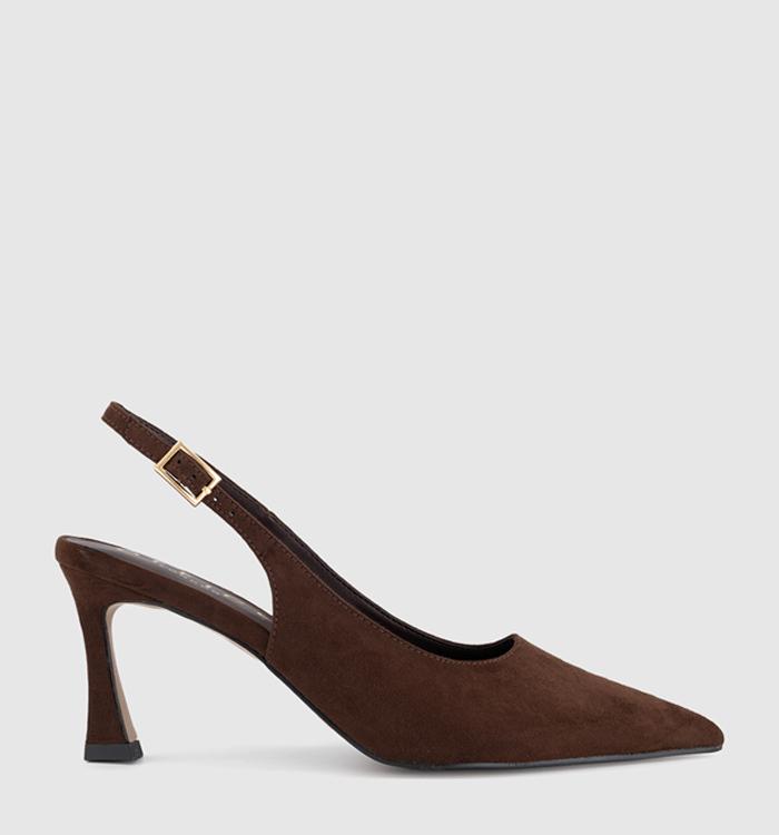 OFFICE Harley - Buckle Slingback Court Brown Faux Suede