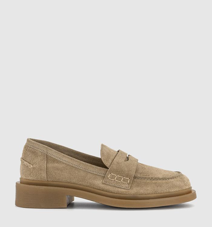 OFFICE Fig Chunky Penny Loafers Taupe Suede