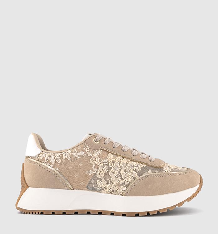OFFICE Tammy Lace Detail Trainers Beige