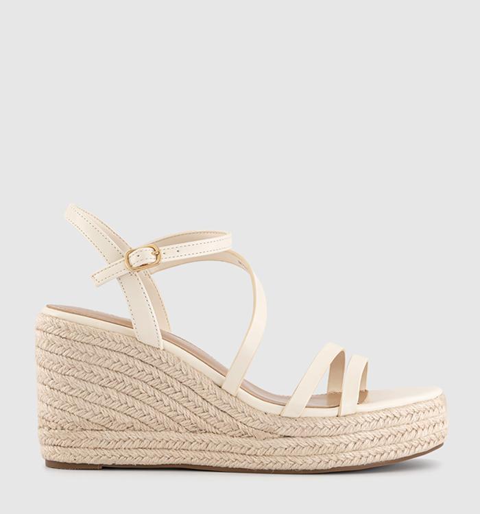OFFICE Holland Strappy Espadrille Wedges White