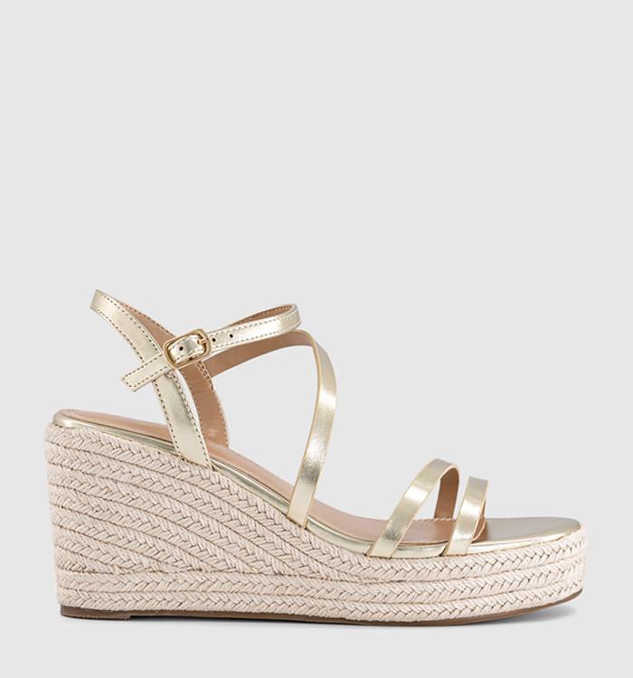 OFFICE Holland Strappy Espadrille Wedges Gold