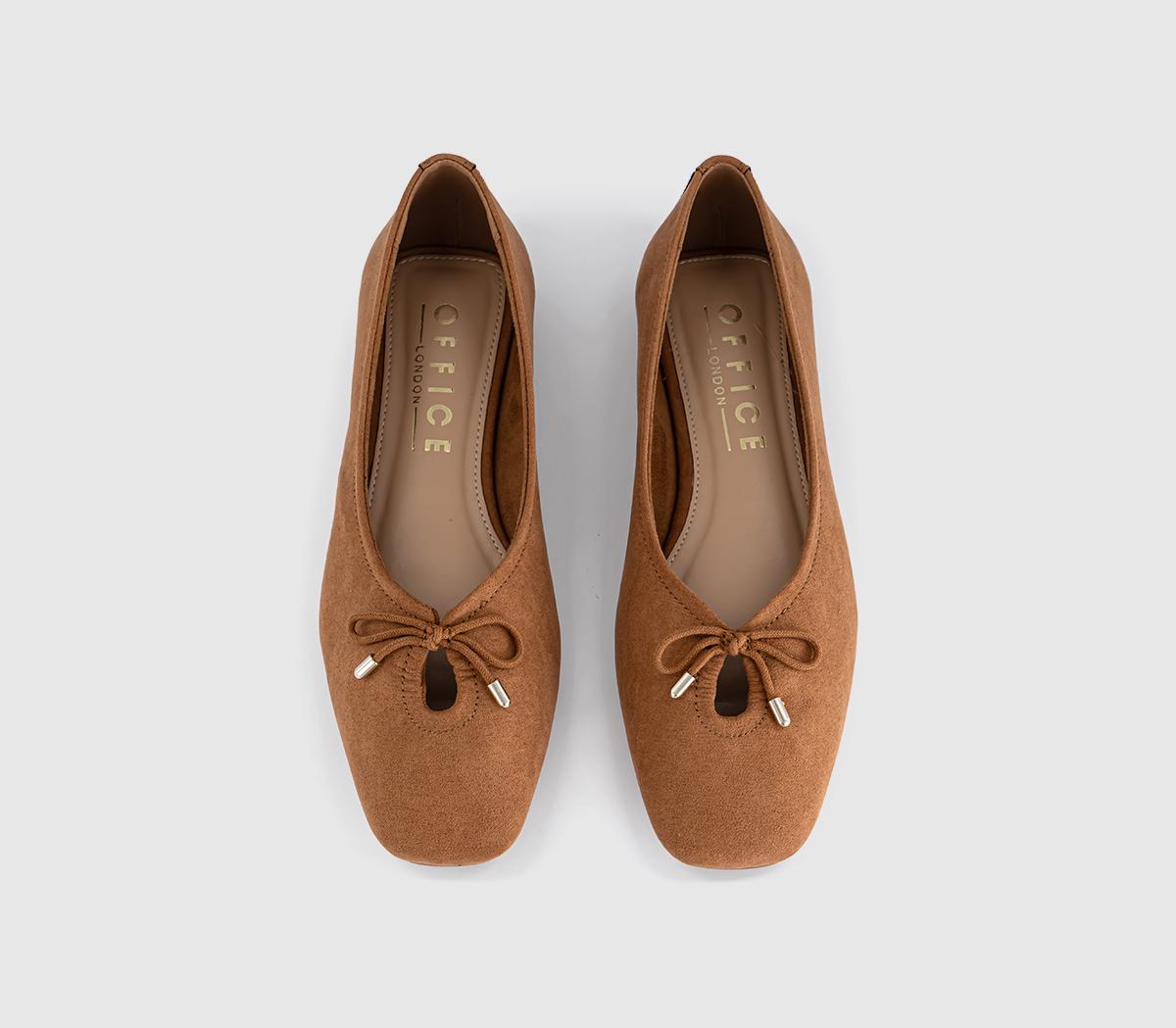 OFFICEFreya Bow Ballerina FlatsTan Faux Suede