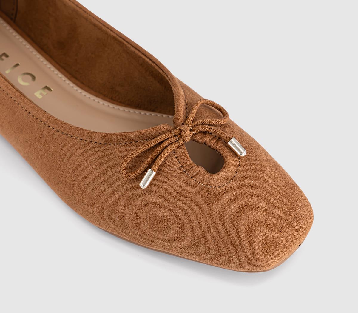 OFFICEFreya Bow Ballerina FlatsTan Faux Suede