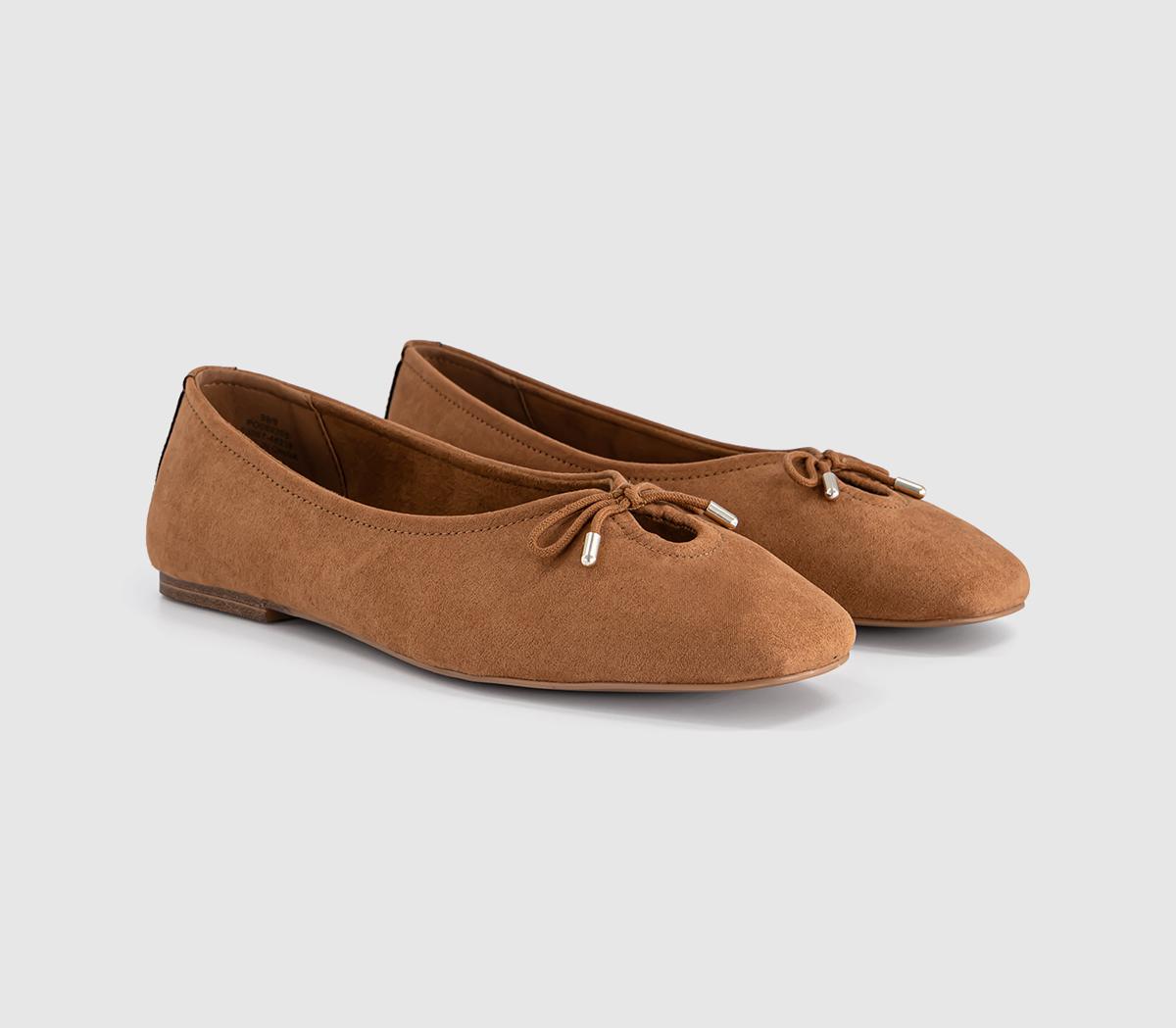 OFFICEFreya Bow Ballerina FlatsTan Faux Suede
