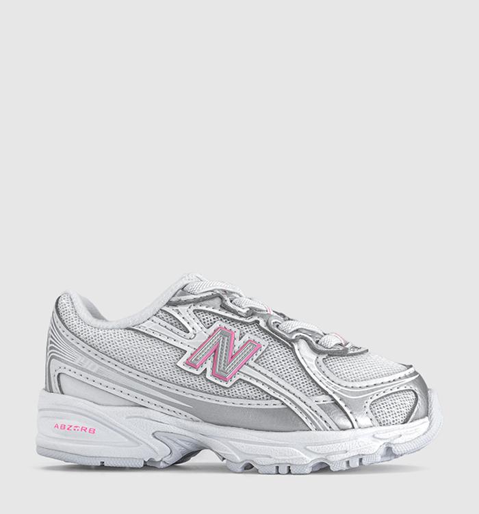 New Balance 740 Infant Trainers Silver Metallic Signal Pink