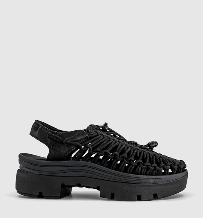 KEEN Uneek Platform Trainers Black Smooth Lea