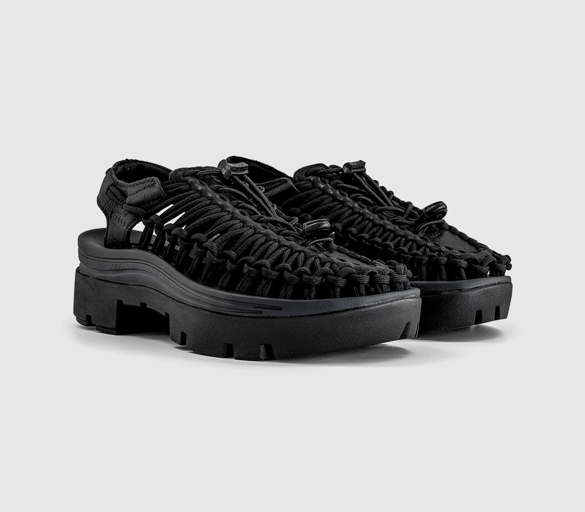 KEENUneek Platform TrainersBlack Smooth Lea
