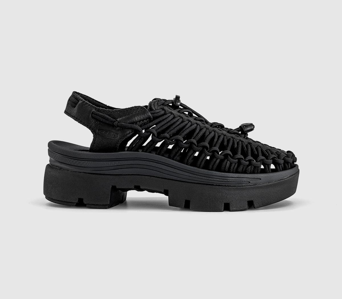 KEENUneek Platform TrainersBlack Smooth Lea