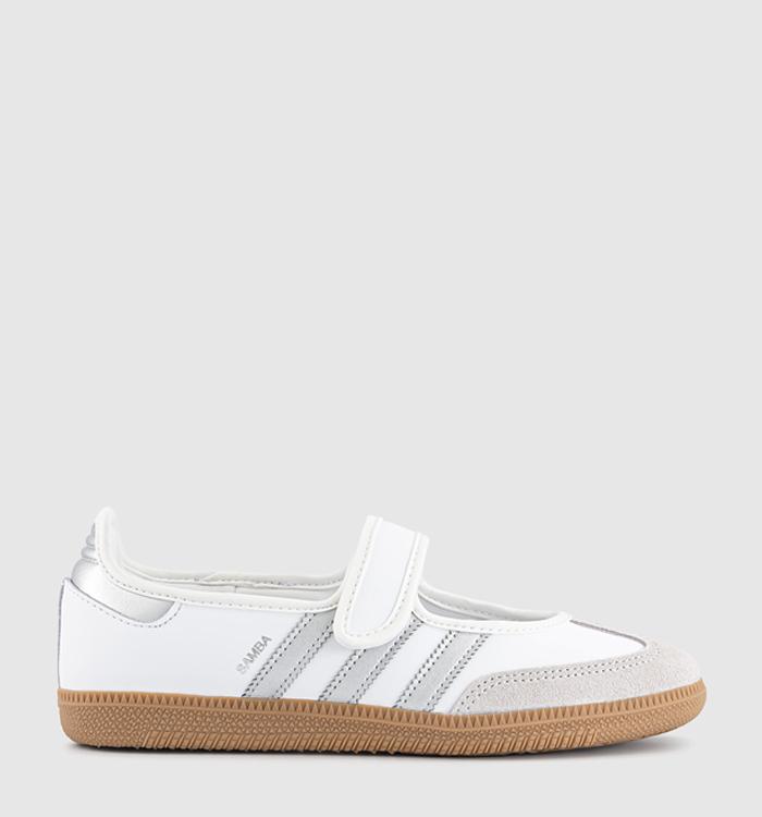 adidas Samba Jane Ballet Trainers White Silver Metallic Gum