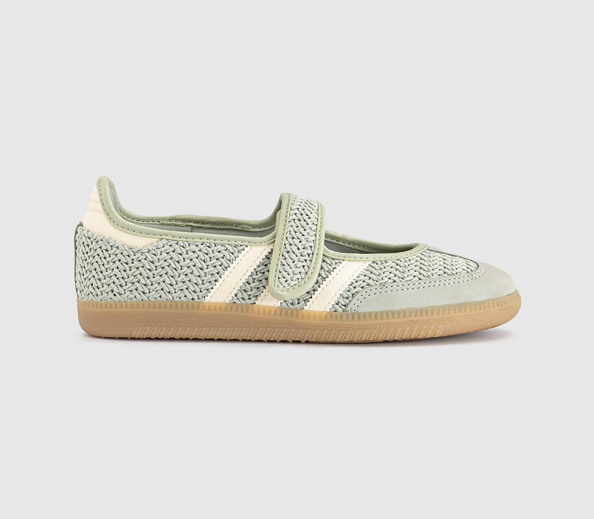 Adidas Samba Jane Ballet Trainers Halo Warm Vanilla Gold Metallic Green in Women's Size 9, Offspring