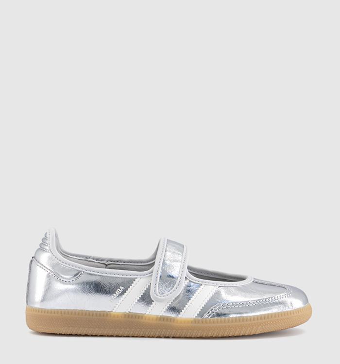 adidas Samba Jane Ballet Metallic Trainers Silver Metallic Offwhite Gum