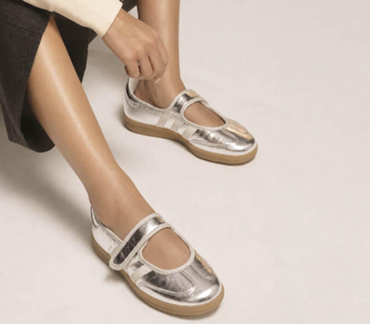 adidasSamba Jane Ballet Metallic TrainersSilver Metallic Offwhite Gum