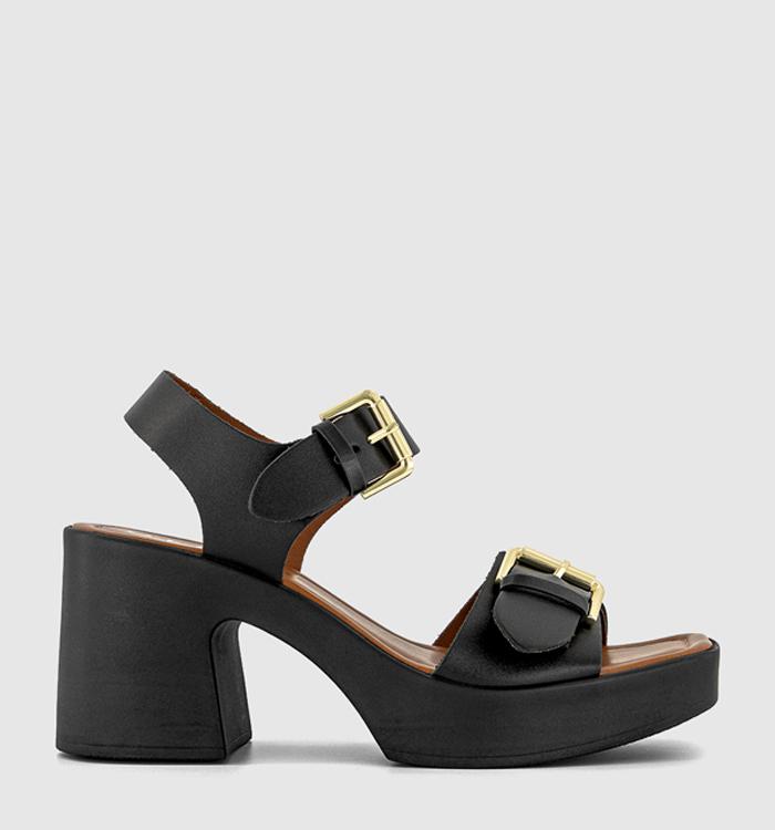 OFFICE Marseille Two Part Heeled Sandals Black Leather