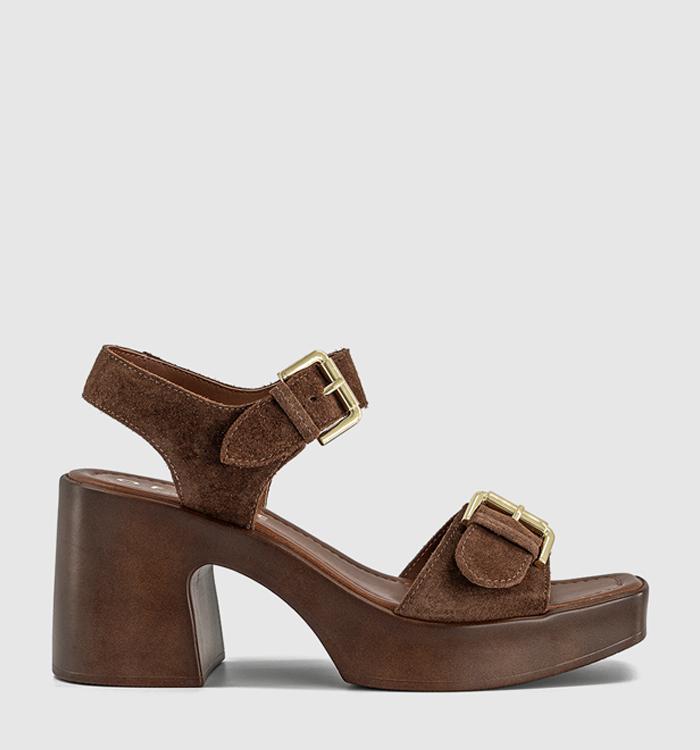 OFFICE Marseille Two Part Heeled Sandals Tan Suede