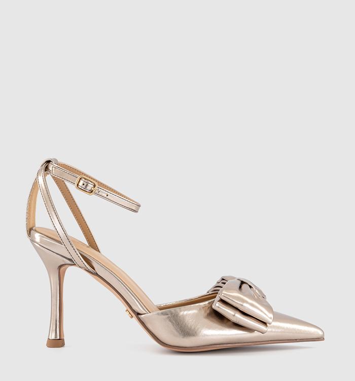 OFFICE Halo Bow Detail Two Part Court Heel Pale Bronze