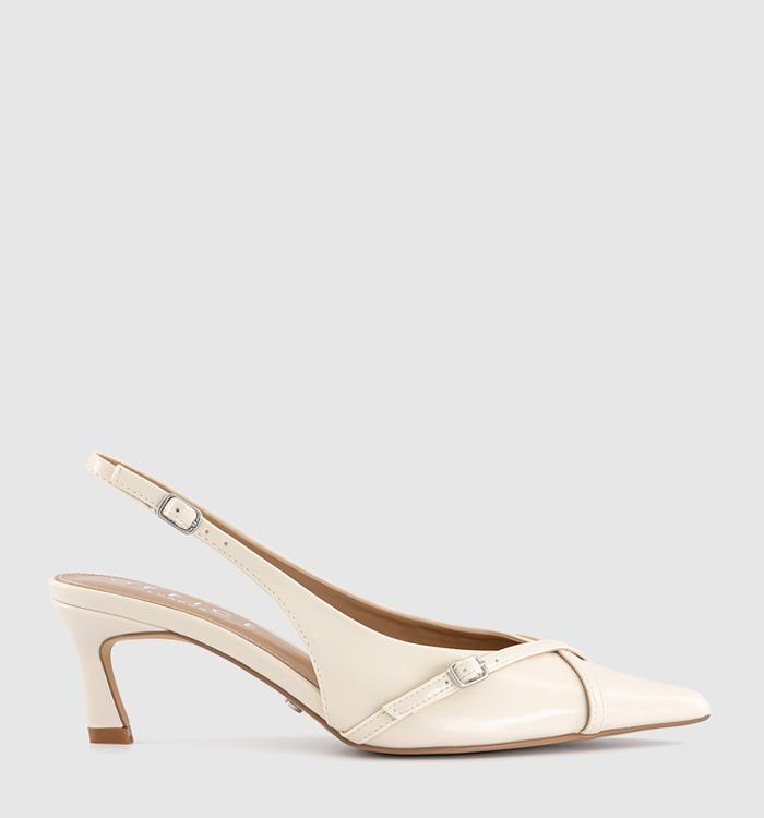 OFFICE Mason Buckle Strap Slingback Heels Off White