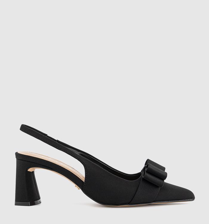 OFFICE Milly Bow Detail Block Court Heels Black
