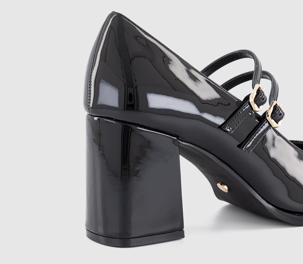 OFFICEManhattan Double Strap Heeled Mary JanesBlack Patent