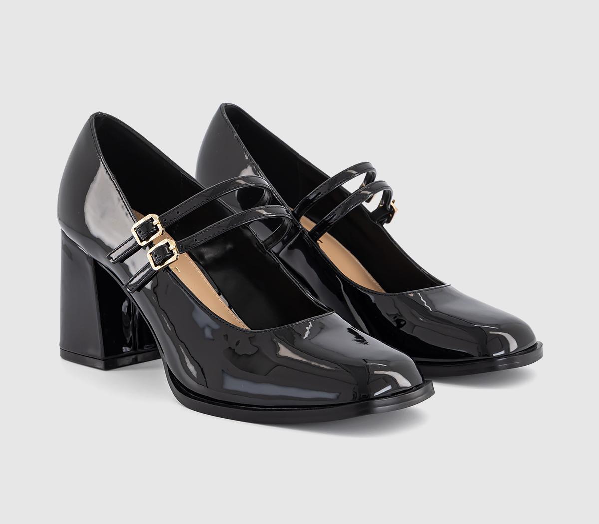 OFFICEManhattan Double Strap Heeled Mary JanesBlack Patent