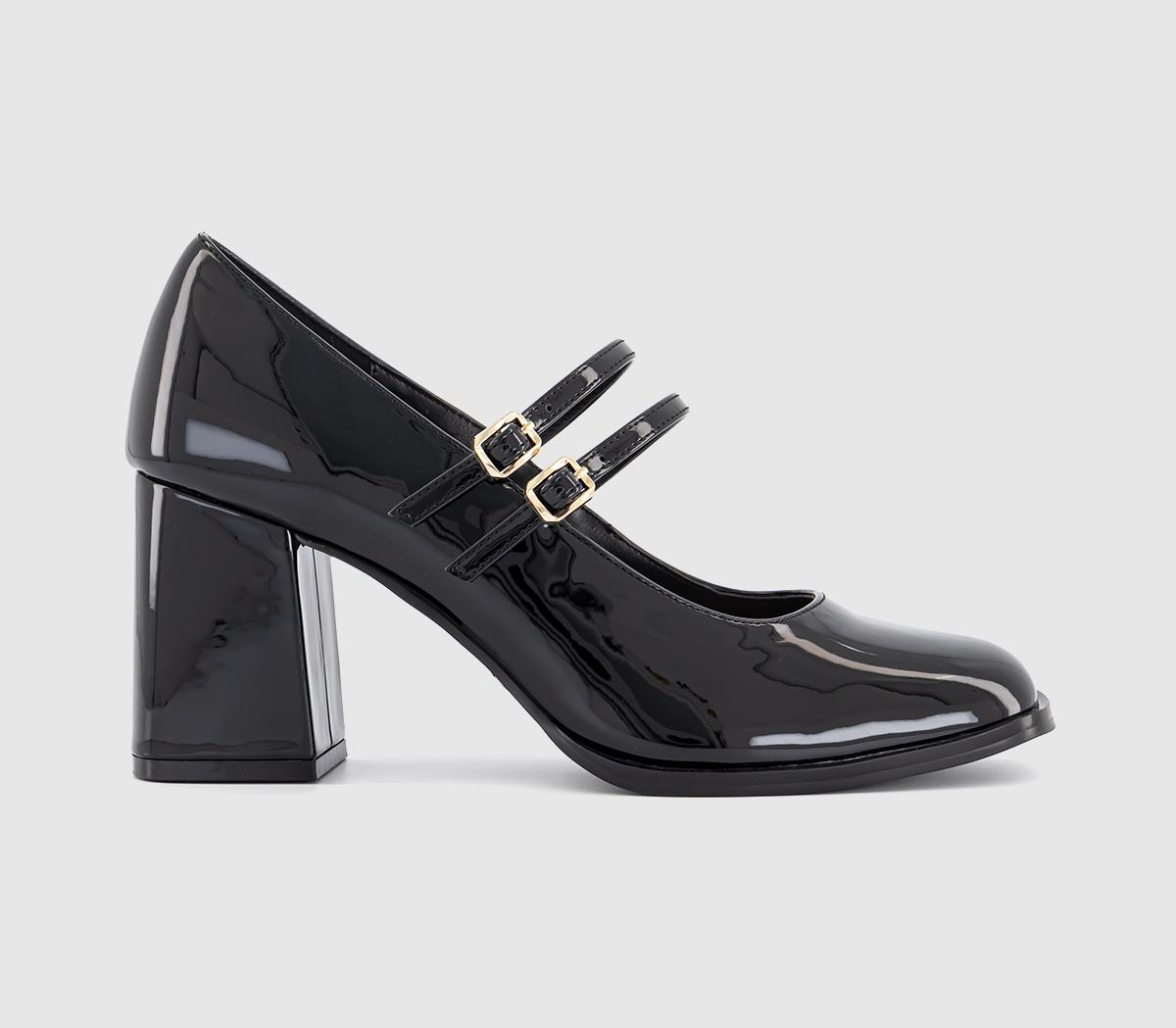 OFFICEManhattan Double Strap Heeled Mary JanesBlack Patent