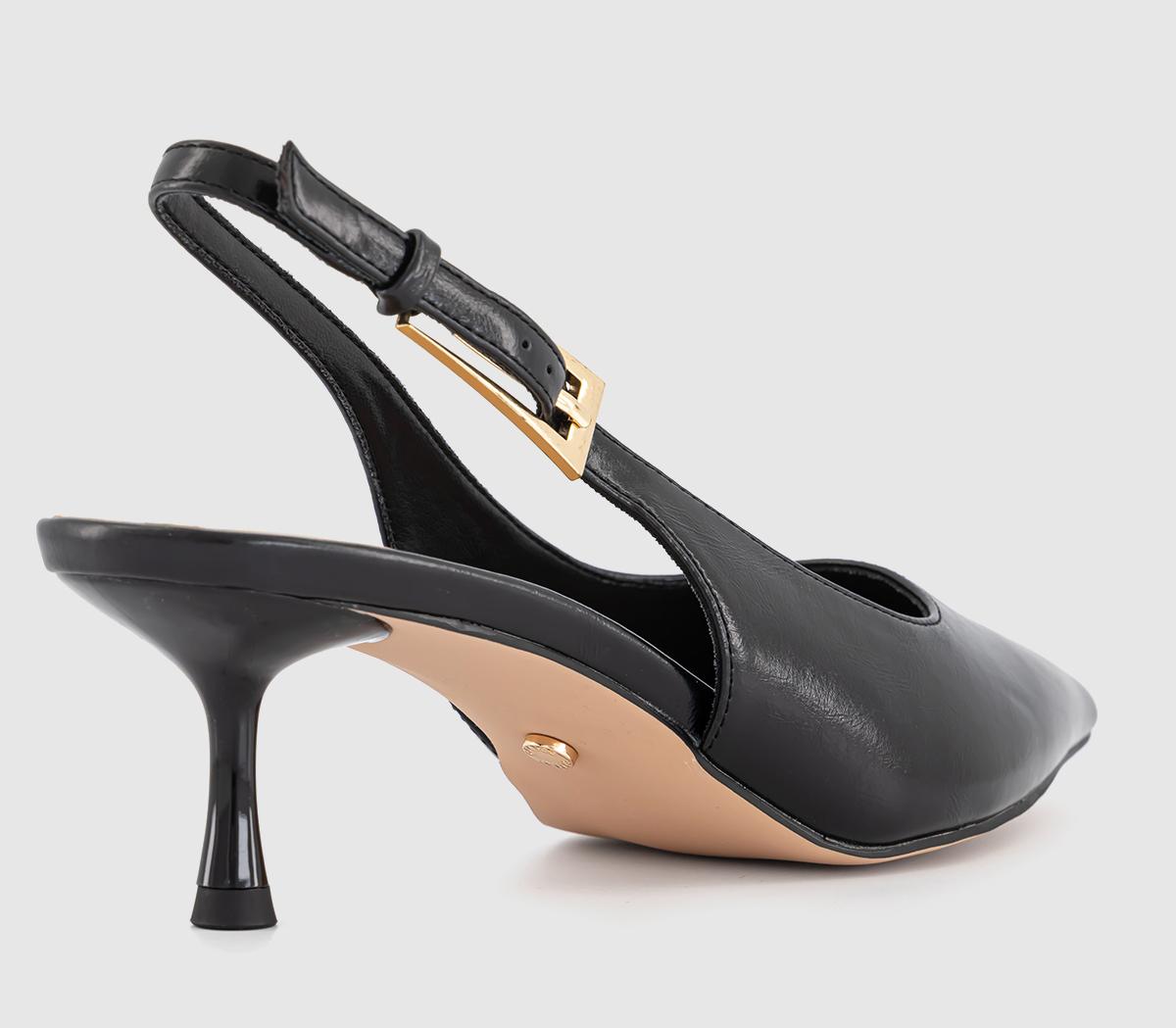 OFFICEMetro Buckle Detail Slingback Kitten HeelBlack